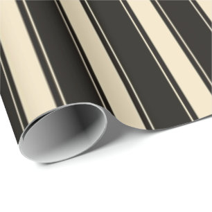 Cream black stripe pattern party wrapping paper