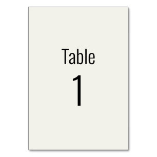 Cream Black Text Wedding Table Number