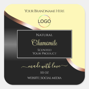 Cream Black Wavy Rose Gold with Logo Product Label