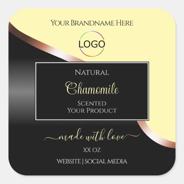 Cream Black Wavy Rose Gold with Logo Product Label (Front)