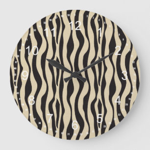 Cream Black Zebra Print Large Clock