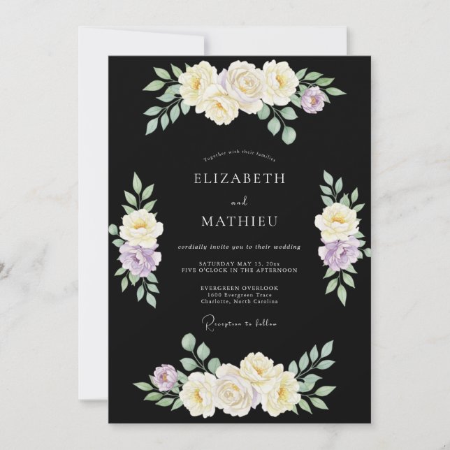 Cream Blossom Arch Wedding Invitation (Front)