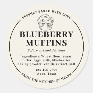 Cream Blueberry Muffins Bakery Ingredient Label