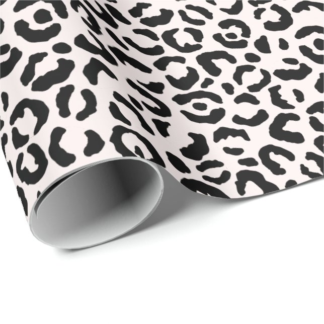 Cream Blush Black Leopard Print Wrapping Paper (Roll Corner)
