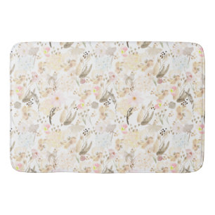 Cream Blush Pink Floral Bath Mat