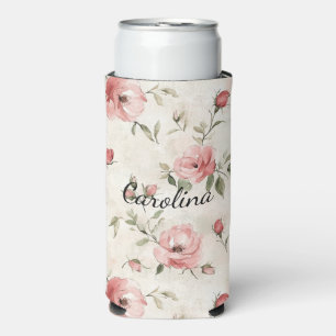 Cream Blush Pink Roses Seltzer Can Cooler