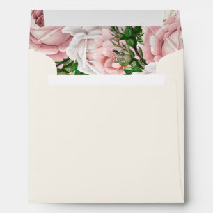 Cream Blush Pink Vintage Floral Wedding Envelope