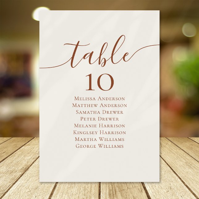 Cream Boho Calligraphy Wedding Table Seating Chart Table Number (Creator Uploaded)