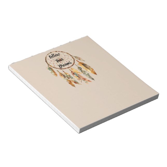 Cream Boho Feathers Dream Catcher Notepad (Angled)