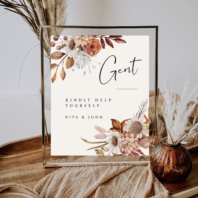 Cream Boho Gents Bathroom Wedding Sign (Creator Uploaded)