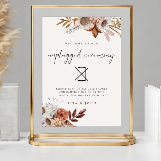 Cream Boho Unplugged Ceremony Wedding Sign (Creator Uploaded)