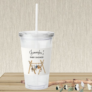 Cream Boho & Vintage Baby Gym Toy, Baby Shower Acrylic Tumbler