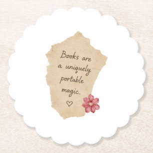 Cream Books Magic Red Flower Paper Coaster