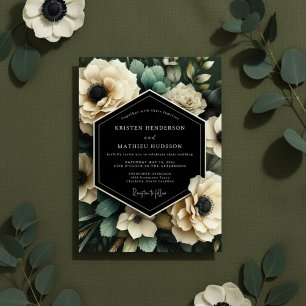 Cream Botanical Bloom Wedding Invitation