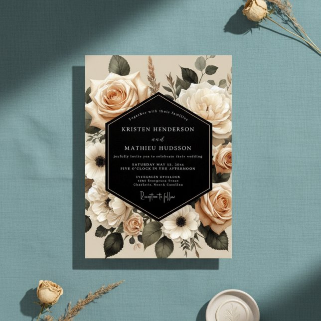 Cream Botanical Enchantment Wedding Invitation (Creator Uploaded)