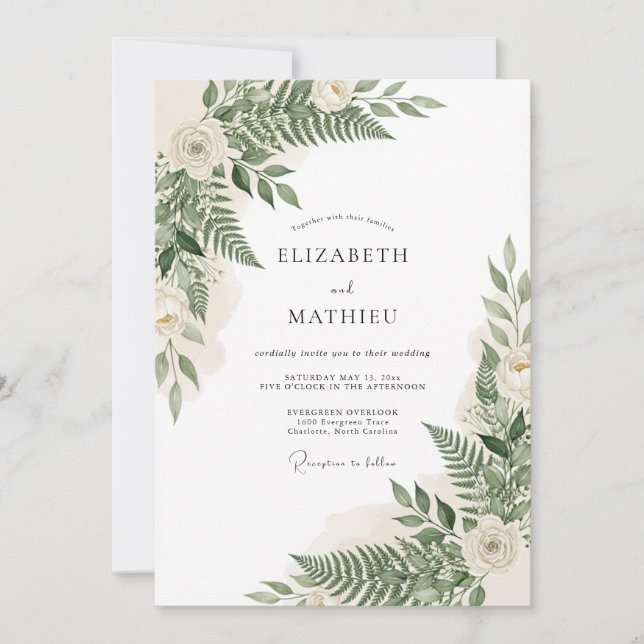 Cream Botanical Enchantment Wedding Invitation (Front)