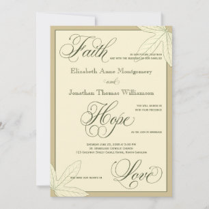 Cream Botanical Print Christian Wedding Invitation