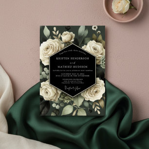 Cream Botanical Romance Wedding Invitation
