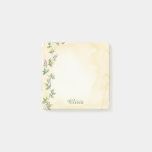 Cream Botanical Vine Personalized Sticky Notes