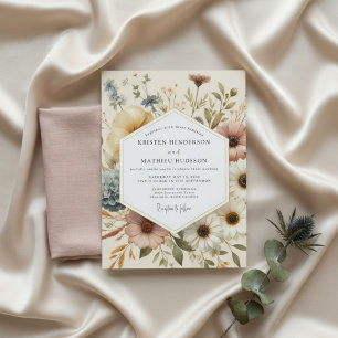 Cream Botanical Whimsy Wedding Invitation