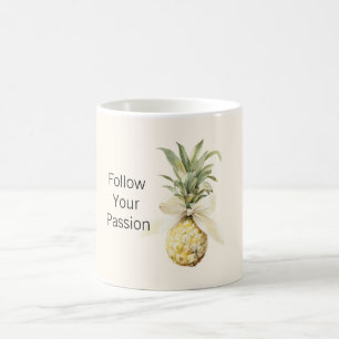Cream Bow Tropical Pineapple Fruit Coffee Mug
