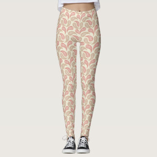 Cream-Brick Paisley Pattern Leggings