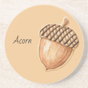 Cream Brown Acorn Coaster