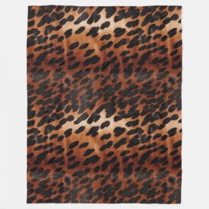 Cream Brown Black Cowhide Fleece Blanket