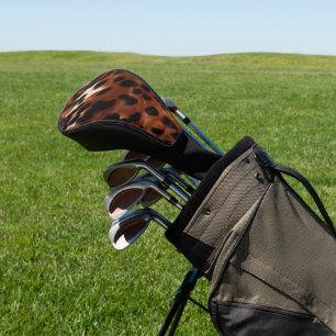 Cream Brown Black Cowhide Golf Head Cover