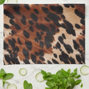 Cream Brown Black Cowhide Kitchen Towel