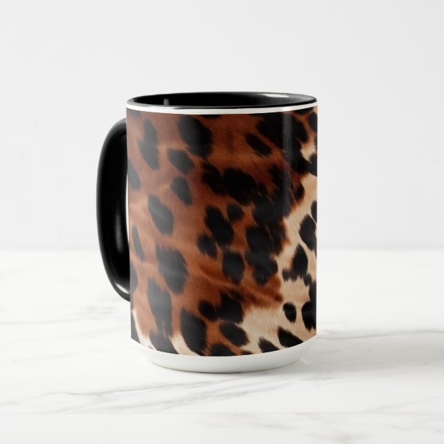 Cream Brown Black Cowhide Mug (Front Left)
