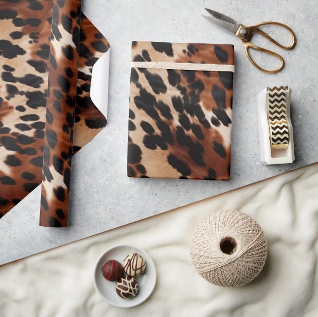 Cream Brown Black Cowhide Wrapping Paper (Crafts)