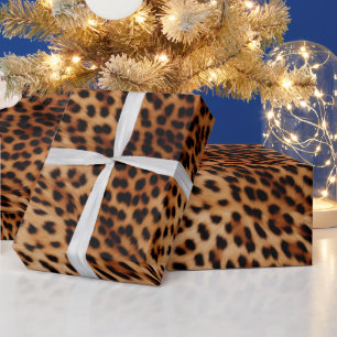 Cream Brown Black Leopard   Wrapping Paper