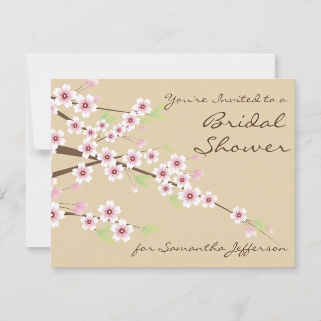 Cream / Brown Blossom Bridal Shower Invitation (Front)
