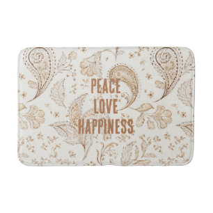 Cream Brown Boho Bohemian   Bath Mat