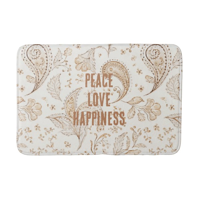 Cream Brown Boho Bohemian   Bath Mat (Front)