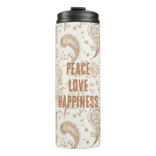 Cream Brown Boho Bohemian Thermal Tumbler