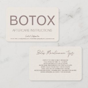 Cream & Brown Botox Instruction Aftercare Card