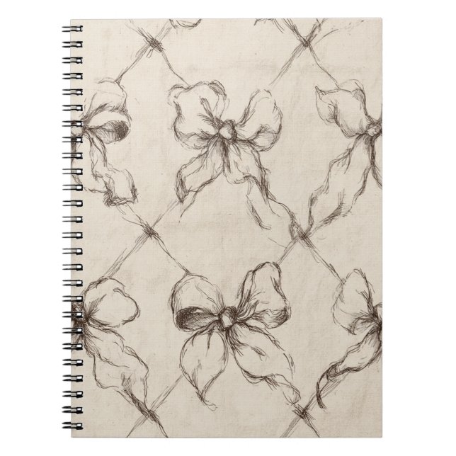 Cream Brown Bows  Notebook (Front)