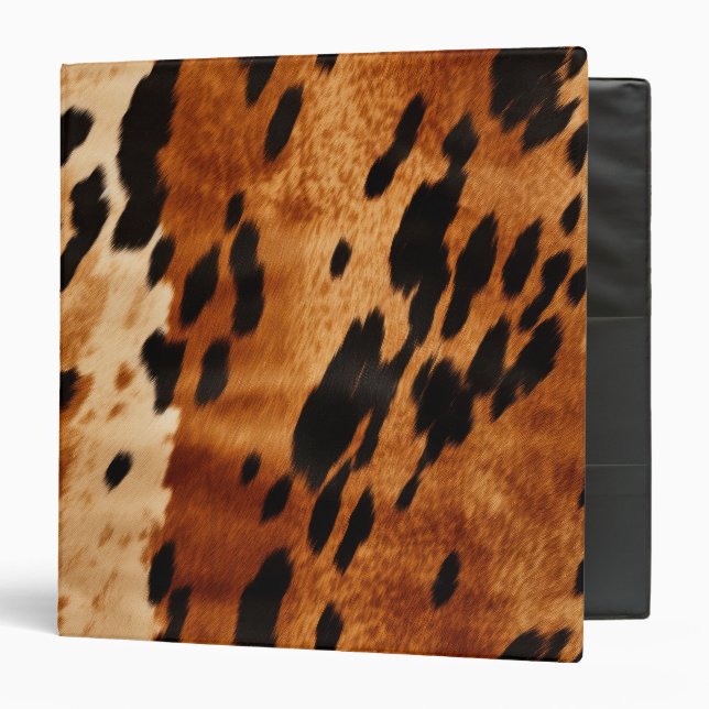 Cream Brown Cowhide Animal Binder (Front/Inside)