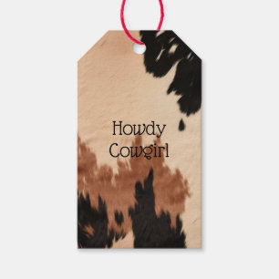 Cream Brown Cowhide Gift Tags