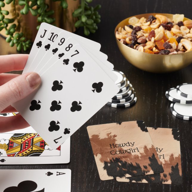 Cream Brown Cowhide Playing Cards (In Situ)