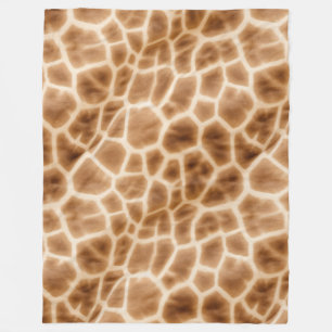 Cream Brown Giraffe Animal Print Fleece Blanket