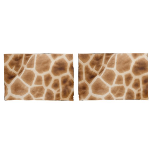 Cream Brown Giraffe Animal Print Pillowcase (Front-Set)