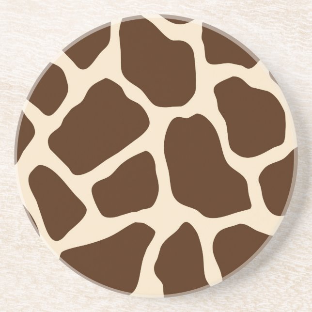 Cream Brown Giraffe Print Coaster (Front)