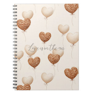 Cream Brown Heart Balloons Love in the Air Notebook