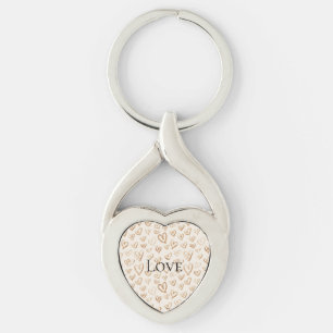Cream Brown Hearts Valentine's Day Love Keychain