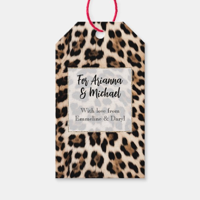 Cream Brown Leopard Print Gift Tags (Front)