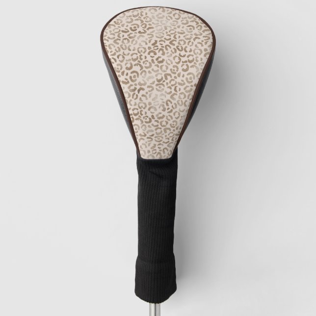 Cream Brown Leopard Print      Golf Head Cover (Front)