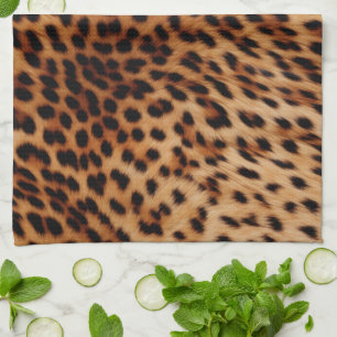 Cream Brown Leopard Print Kitchen Towel